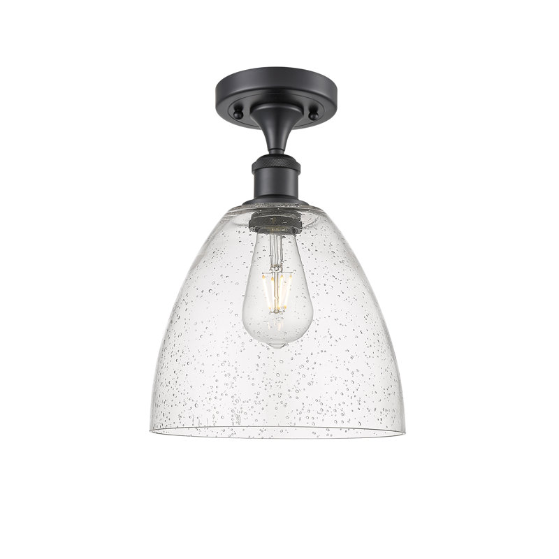 Aloisa Glass Semi Flush Mount, Matte Black, 13.25" H x 9" W x 9" D