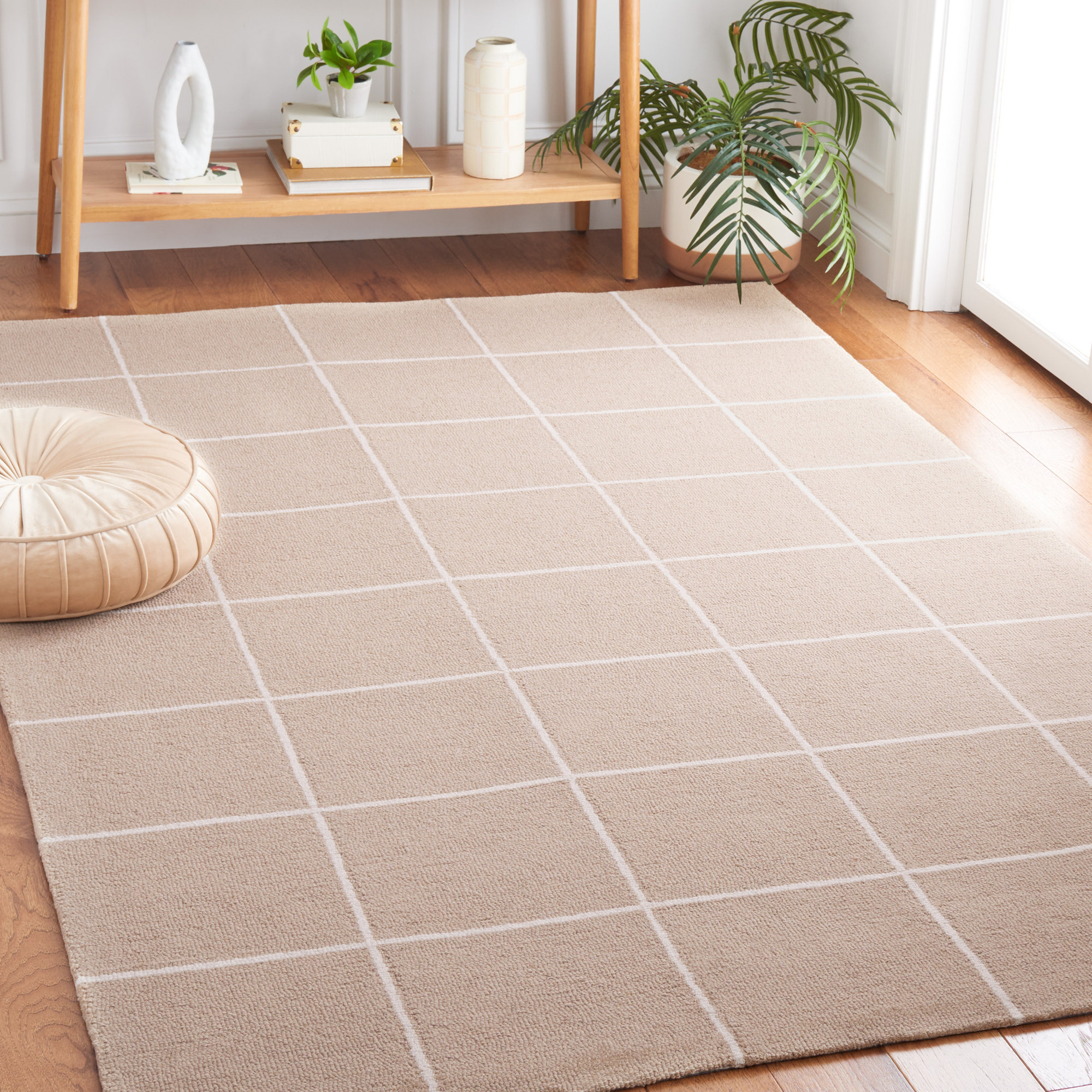 Martha Stewart 300 Hand Tufted Wool/Cotton with Latex Geometric Rug in Beige/Ivory, Rectangle 8' x 10'