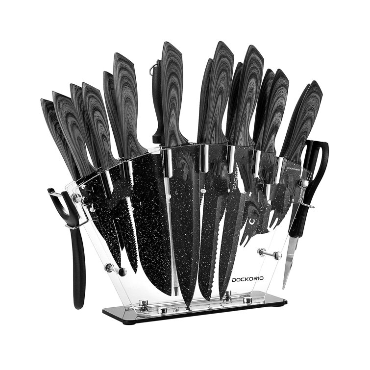 Dockorio Kitchen Knife Set with Block, 19 PCS High Carbon