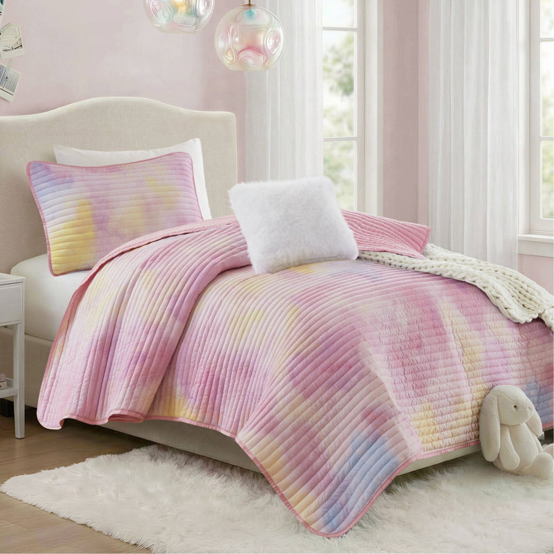 Ensemble de courtepointe 3 pièces 3 pièces, Twin Quilt + 2 Additional Pieces, Pink