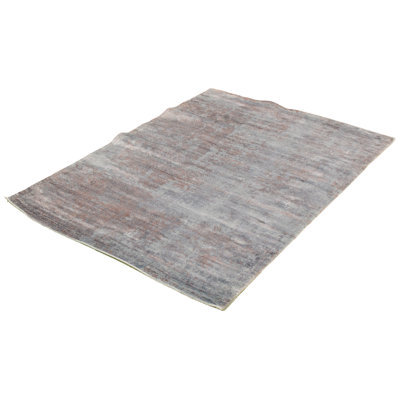 Tapis décoratif en viscose de conception unique 5 pi 4 po x 7 pi 8 po noué à la main New Age