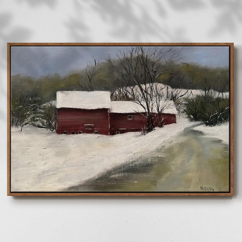 " Winter Homestead II ", 17" H x 25" W x 1.5" D, Walnut