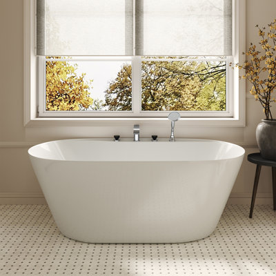CASAINC Double Handle Deck Mounted Tub Faucet Trim with Handheld Shower