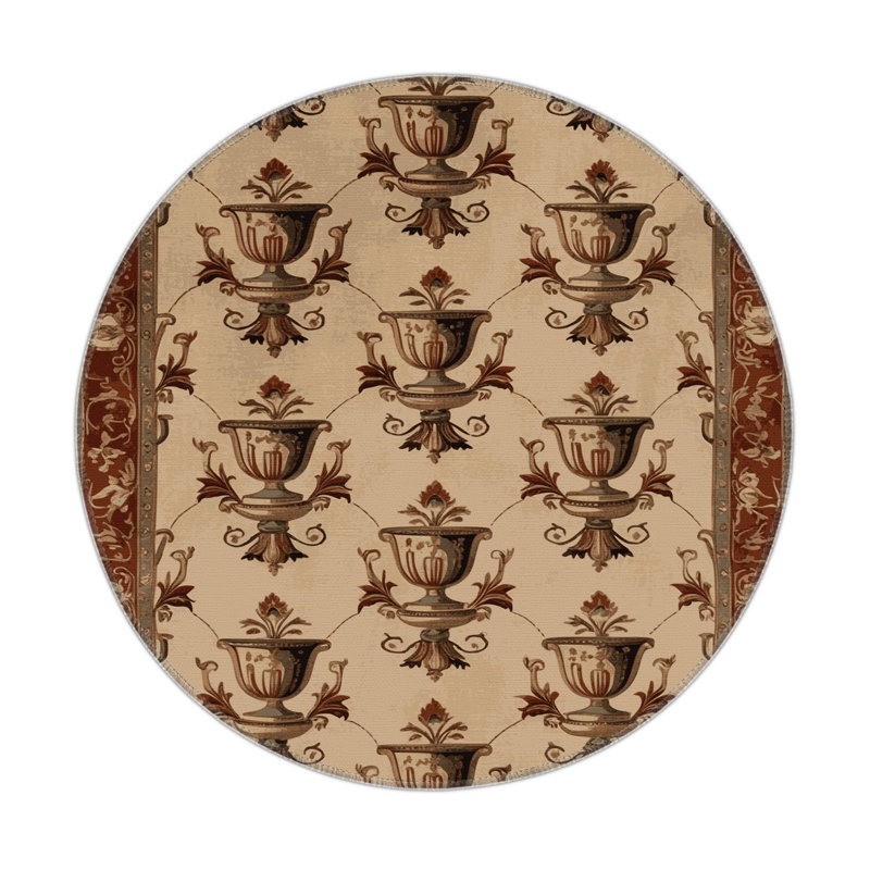 Tapis d'intérieur et d'extérieur brun français, Rond 5 pi