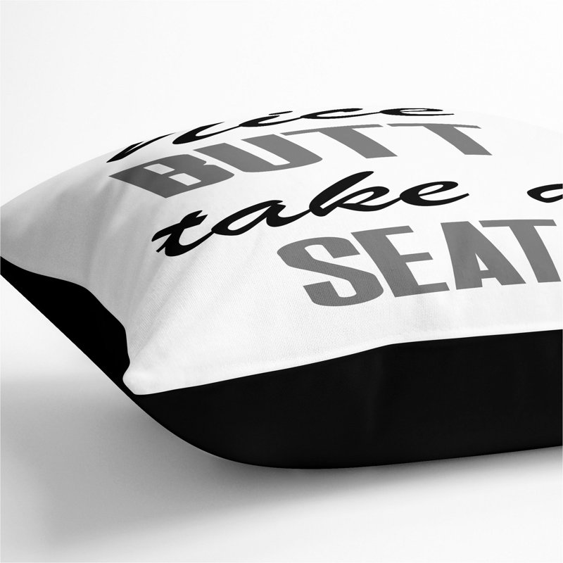 Nice Butt Take A Seat Square Throw Cushion, 55cm H x 55cm W x 20cm D, Black