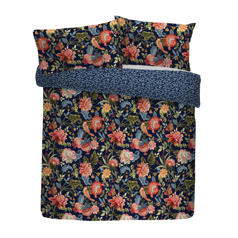 Cotton Floral Duvet Cover Set with Pillowcases, Super King Duvet Cover + 2 Standard Pillowcases