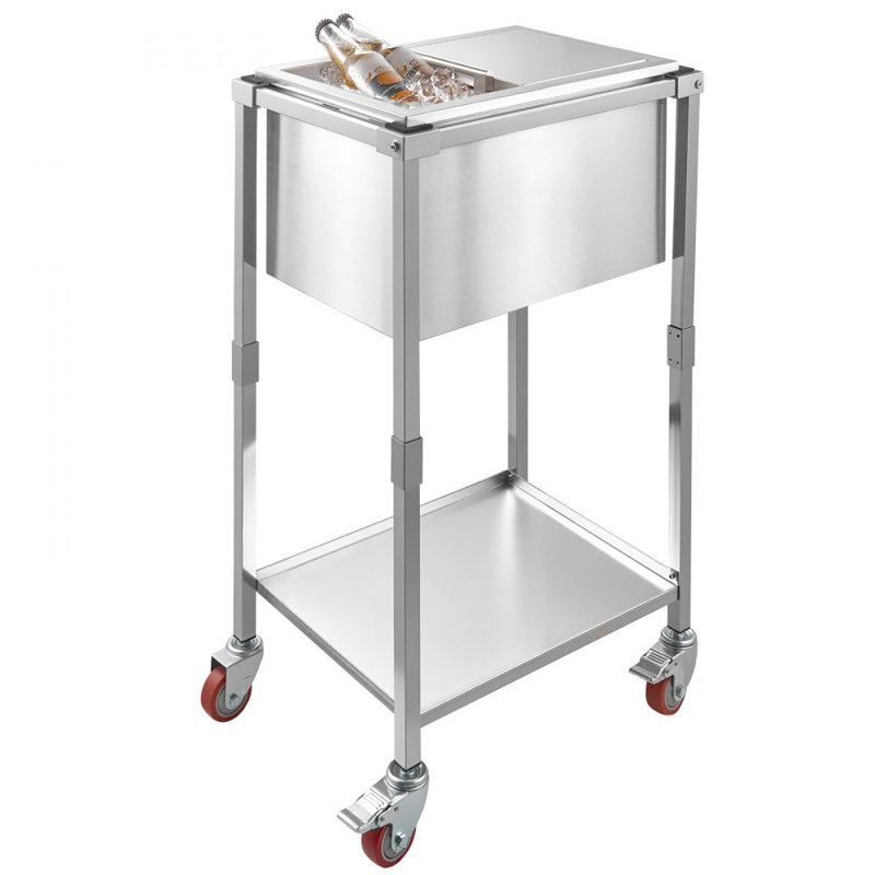 VEVOR 75.2L Serving Station / Cart Cooler with wheels in Silver