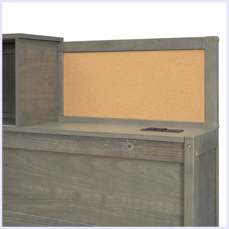 Lit de jour moderne en bois avec 3 tiroirs de rangement, Gris