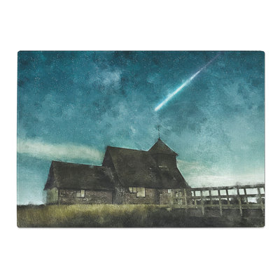 Commet Above a Farm Painting Chopping Board