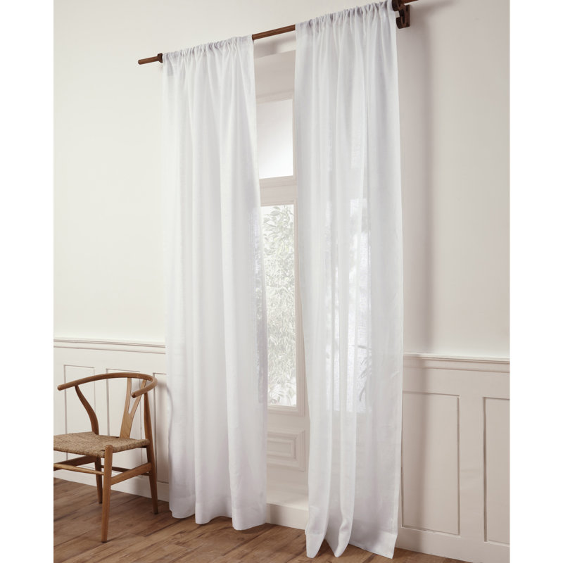 Sheer Curtain with Rod Pocket, White, 52" W x 108" L