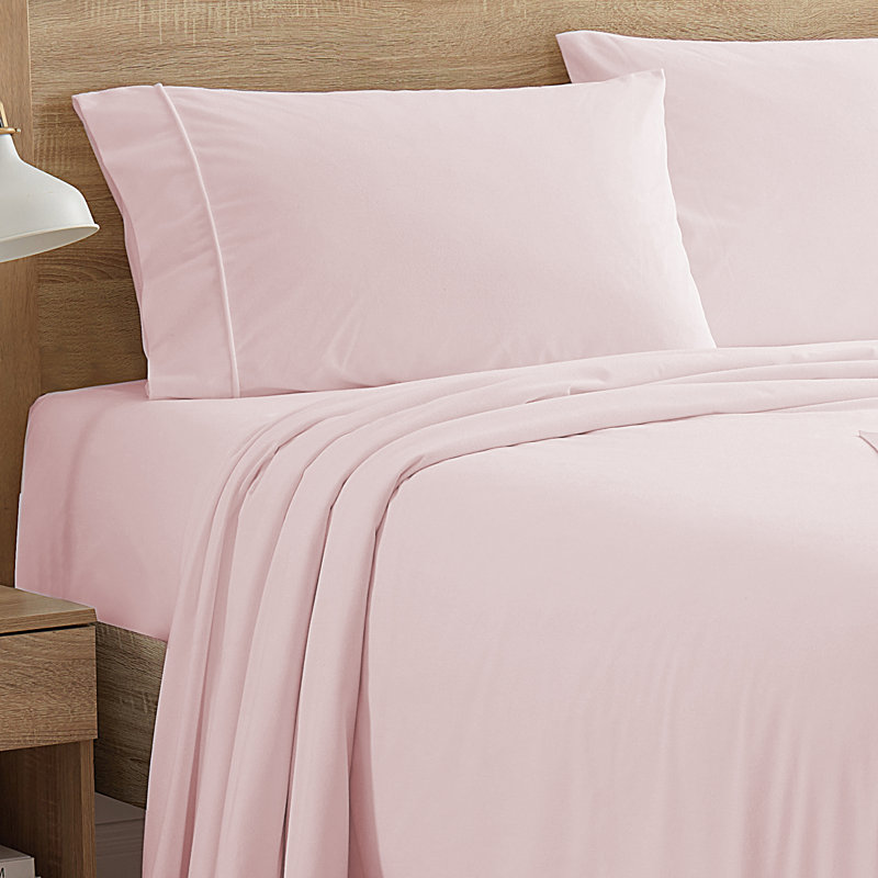 Sweet Home Collection Ultra Soft Microfiber Flannel Sheet Set, King Sheet Set with 2 Pillowcases, Pink