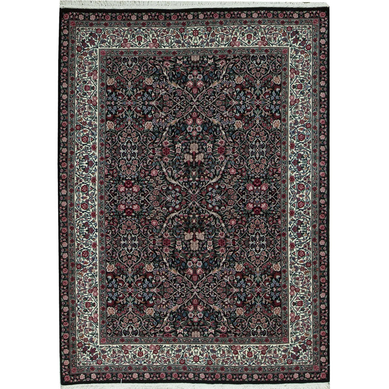 Tapis noir de haute qualité noué à la main