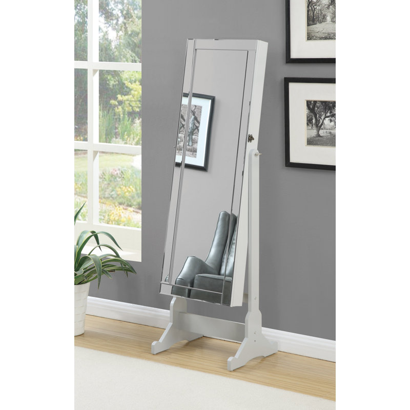 Dannaka Floor Mirror with Shelves, Gray