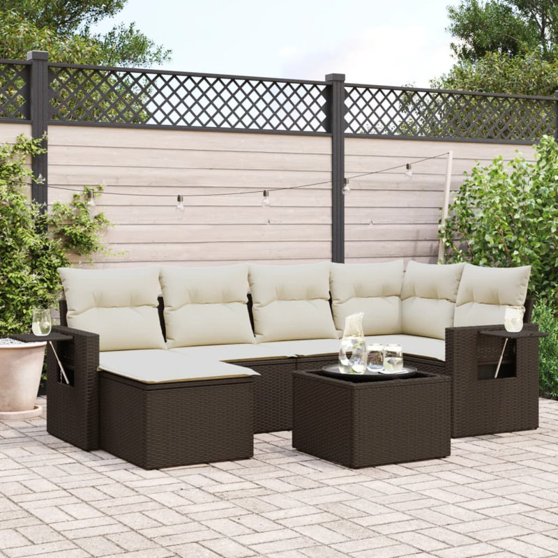 Vidaxl Garden Sofa Set Brown, Cream White