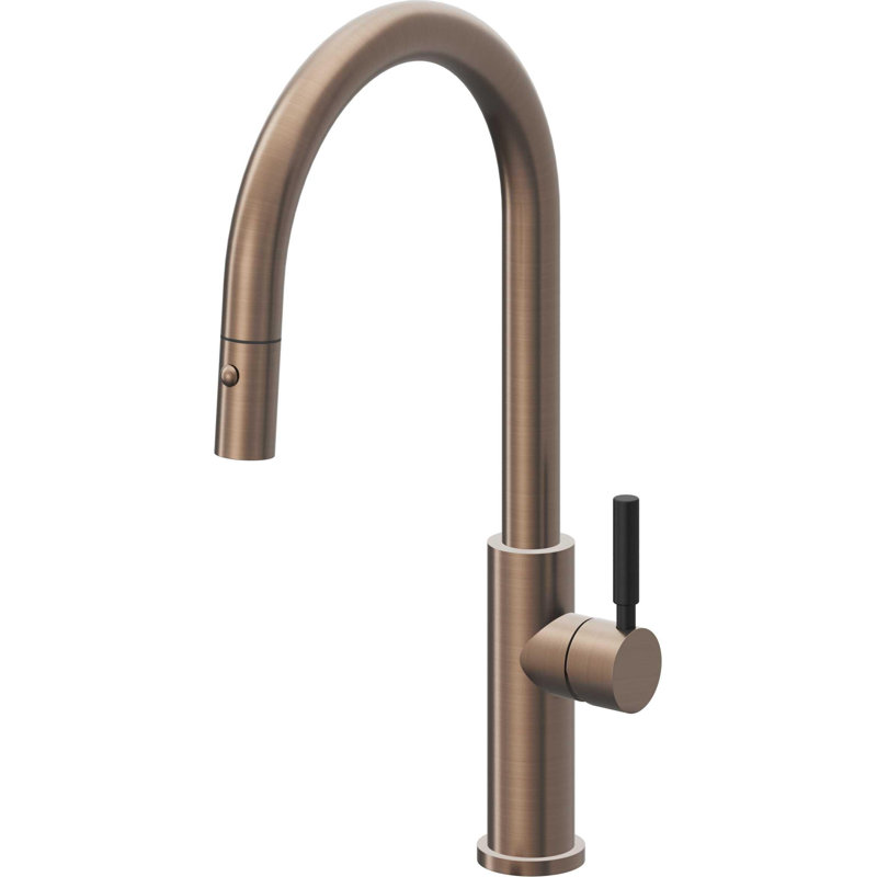 Corsano Contemporary Pull Down Kitchen Faucet with Button Sprayer High Arc Spout and BST Series Handle, Antique Nickel Flat