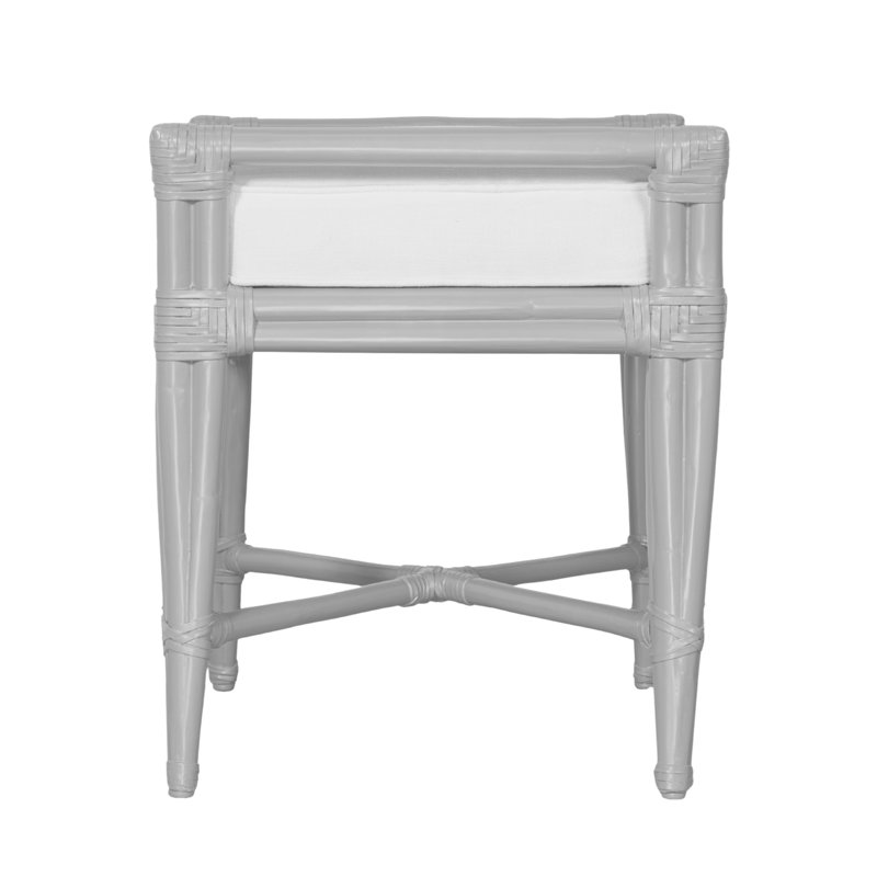 Malacca Upholstered Bench, Light Gray