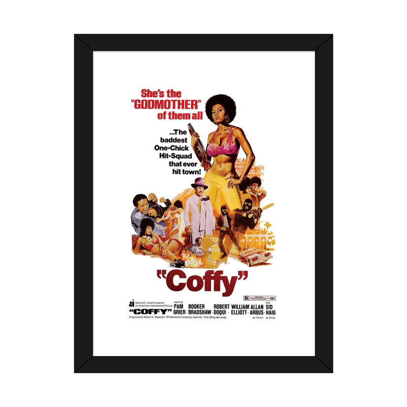 Coffy - publicité, H 24 po x l 16 po x P 1 po, Blanc, Papier encadré noir