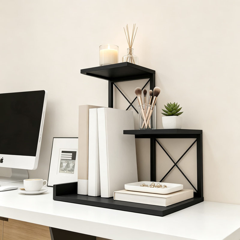 Organisateur de bureau, bibliothèque de bureau en bois, présentoir à 3 niveaux pour décoration de bureau et accessoires de bureau
