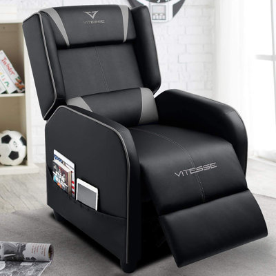 Recliner Chair Racing Style Single Ergonomic Lounge Sofa Modern PU Leather Home Theater Seat for Living Gaming Room