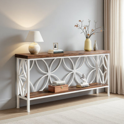 Table basse élégante, canapé de style nordique, console à 2 niveaux