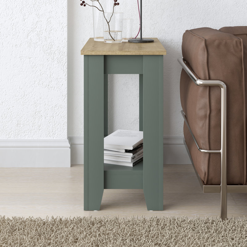 Weddel Basilico End Table with Storage, Kale Green/Reviera Eichi