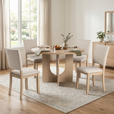 Ensemble de table de salle à manger en bois 5 pièces pour 4 personnes, ensemble de table de cuisine avec 4 chaises rembourrées