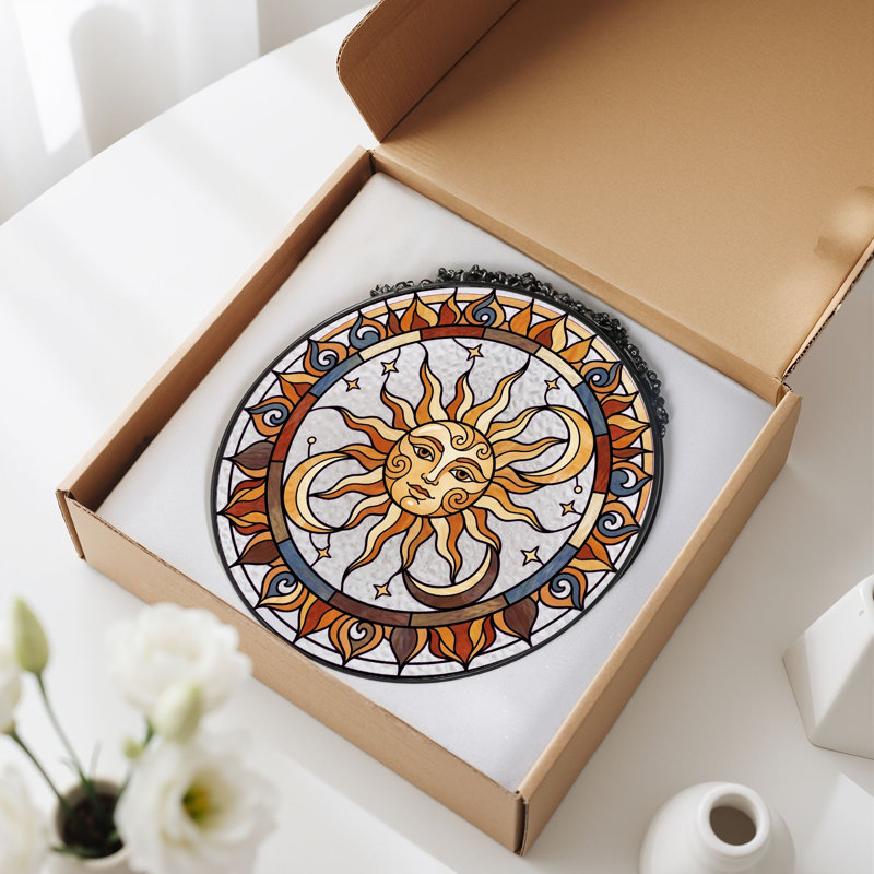 Panneau de vitrail Sun Moon H 12 po, H 12 po
