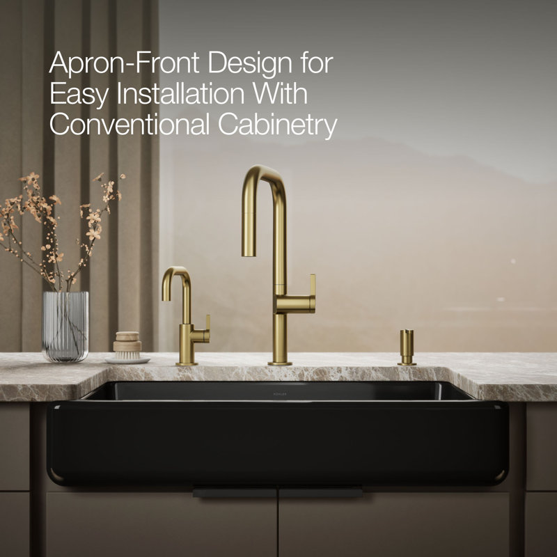 Whitehaven® 36" L x 22" W Double Basin Farmhouse/Apron Kitchen Sink, Black Black