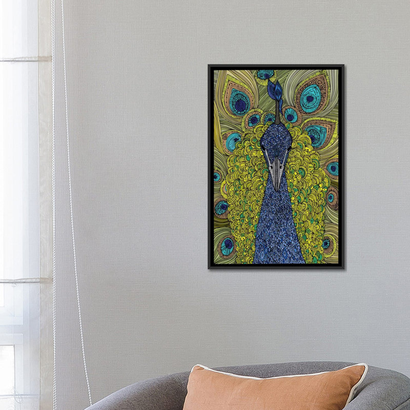 The peacock, impression sur toile tendue, H 26 po x l 18 po x P 1,5 po, Toile avec cadre noir