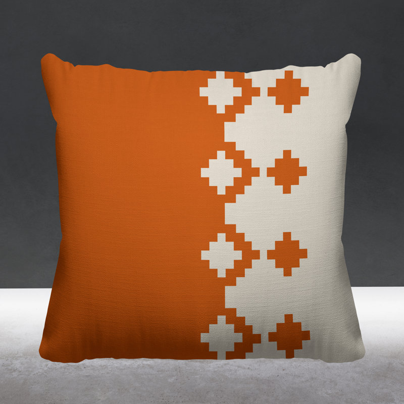 Coussin intérieur / extérieur Moki Southwestern, L 15 po x H 15 po, Orange