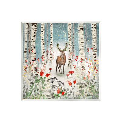 «Stupell Industries Deer In Nighttime Birch Forest» par Jacqueline Wild-AW-053