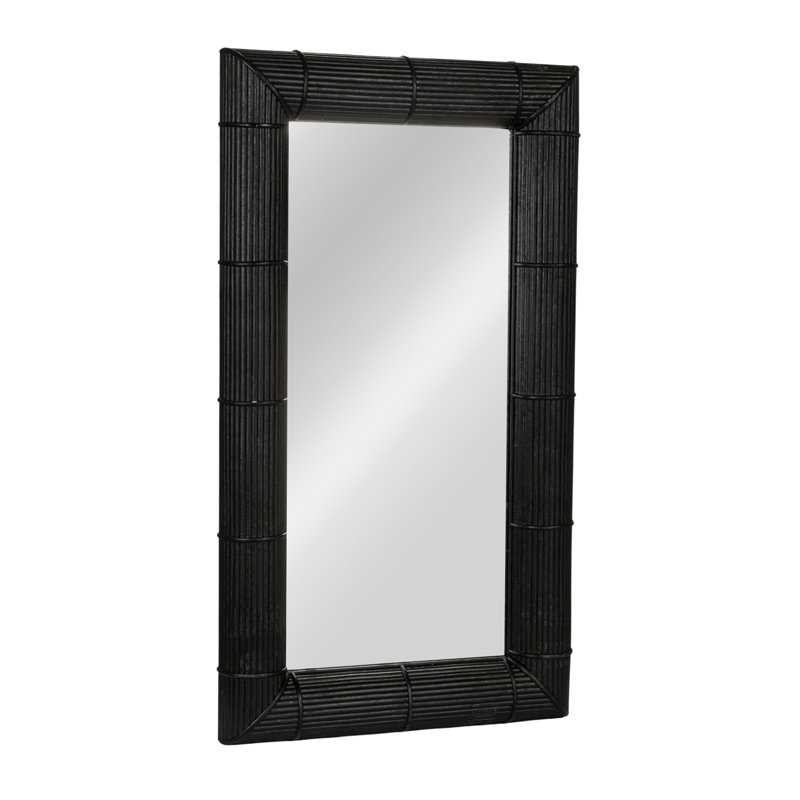 Bamboo Rectangular Wall Mirror, Black