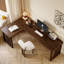 Bureaux en bois massif en L noyer clair-107934567-107934569
