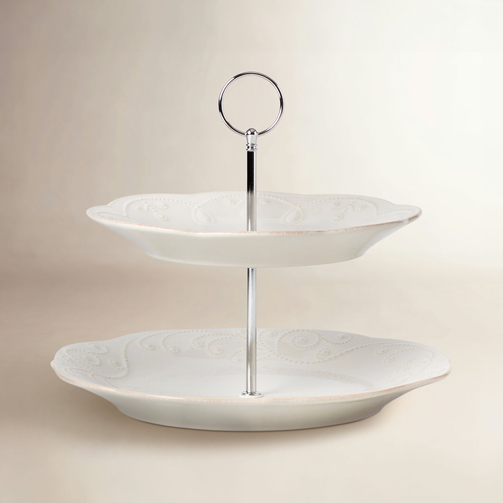 French Perle White Tiered Stand