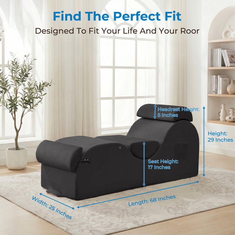 Chaise longue en velours S-Curve, gris foncé, Dark Grey