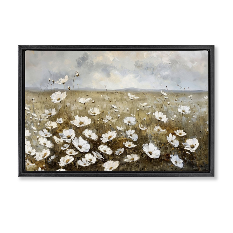 «Prairie Wildflower Field» par Ramona Murdock, Cadre flottant noir de jais, H 21 po x l 31 po