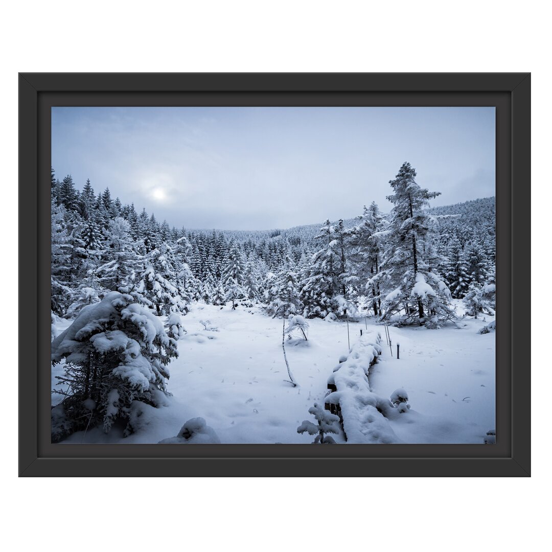 Gerahmtes Wandbild Winterlandschaft vereister See