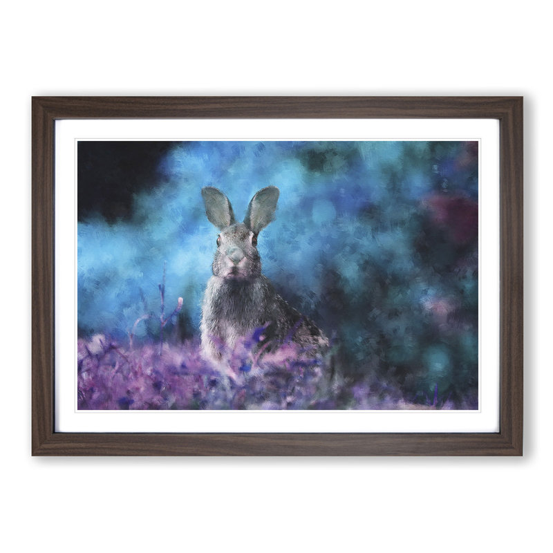 Curious Hare - Picture Frame Painting Print, Walnut Framed, 33cm H x 45cm W x 2cm D