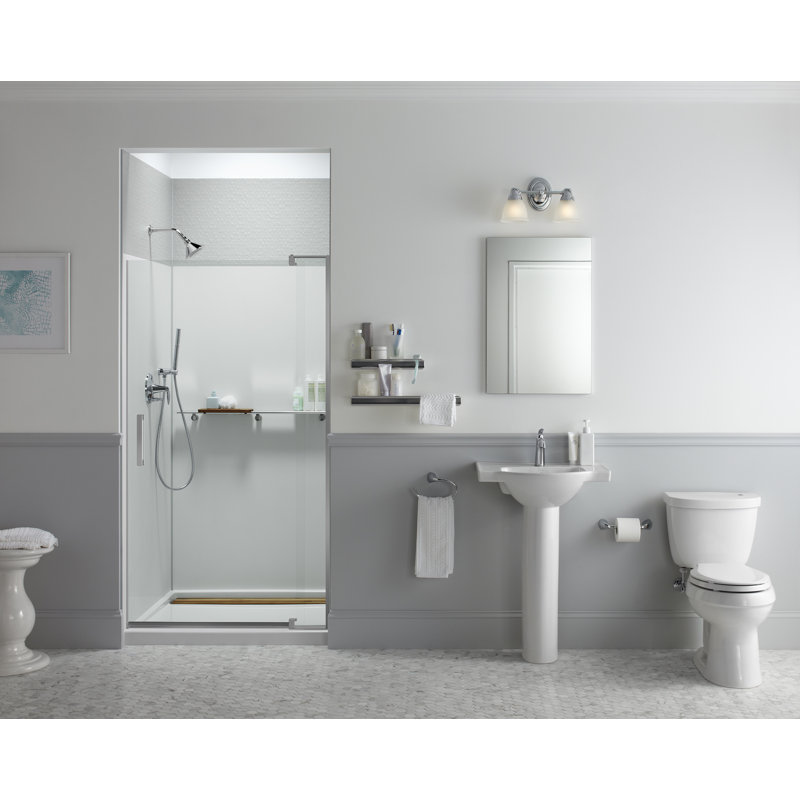 Revel 59.63'' x 76'' Double Sliding Shower Door with CleanCoat Technology, Anodized Brushed Nickel, Frosted