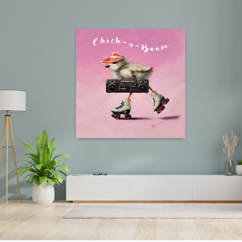 Roller Chick, oiseau contemporain, art urbain, H 48 po x l 48 po