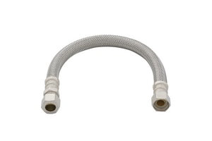 3/8" COMP X 1/2" FIP X 12" Stainless Steel and PVC Faucet Reinforced Flexible Connectors