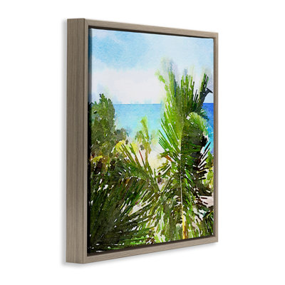 «Palm Leaves over Beach», art mural sur toile flottante par Nola James