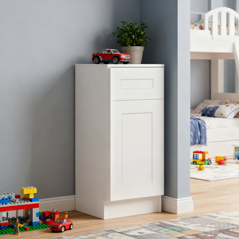Armoire de base 12 po Shaker, porte / tiroir à fermeture en douceur - blanc