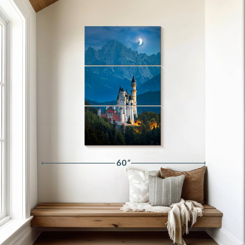 Neuschwanstein Castle At Night, 45" H x 28" W