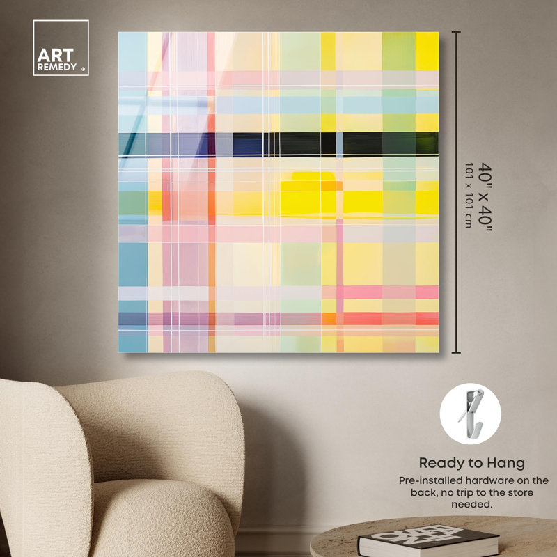«Urban Plaid II», reproduction d'art abstrait par Art Remedy, H 40 po x l 40 po