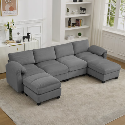 6-Seater Modular Sectional Sofa With 2 Ottomans