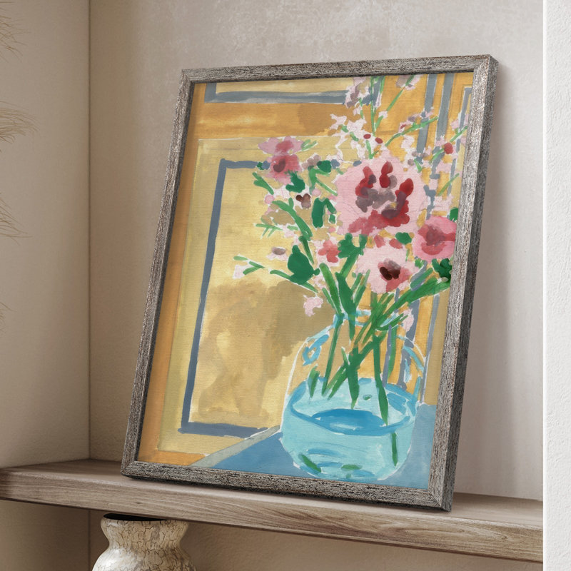 Fleurs en bouteille I, reproduction encadrée - bois massif