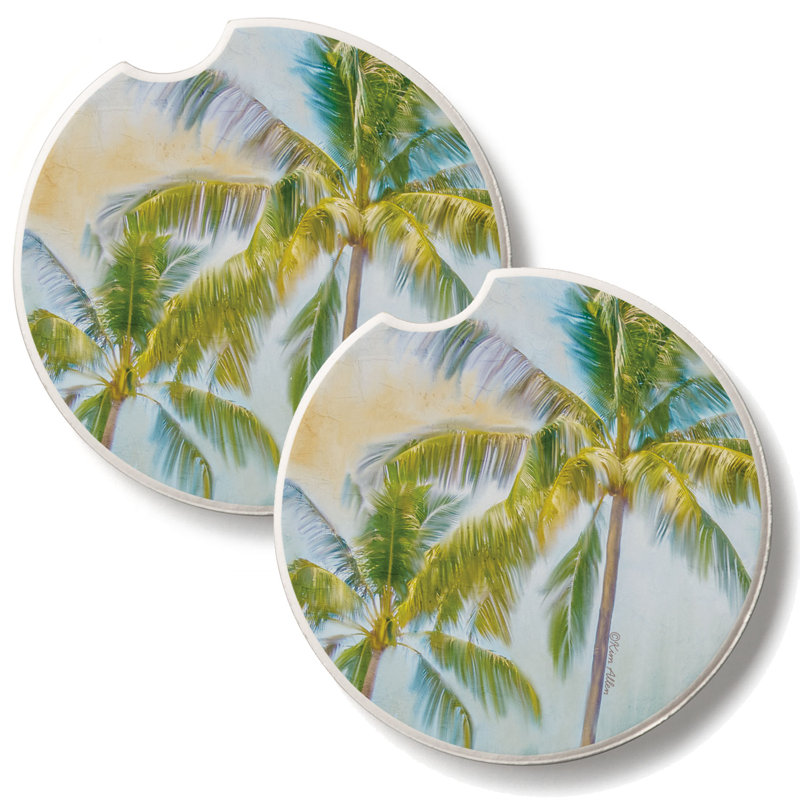 Ensemble de 2 sous-verres de voiture en pierre Sunset Palms
