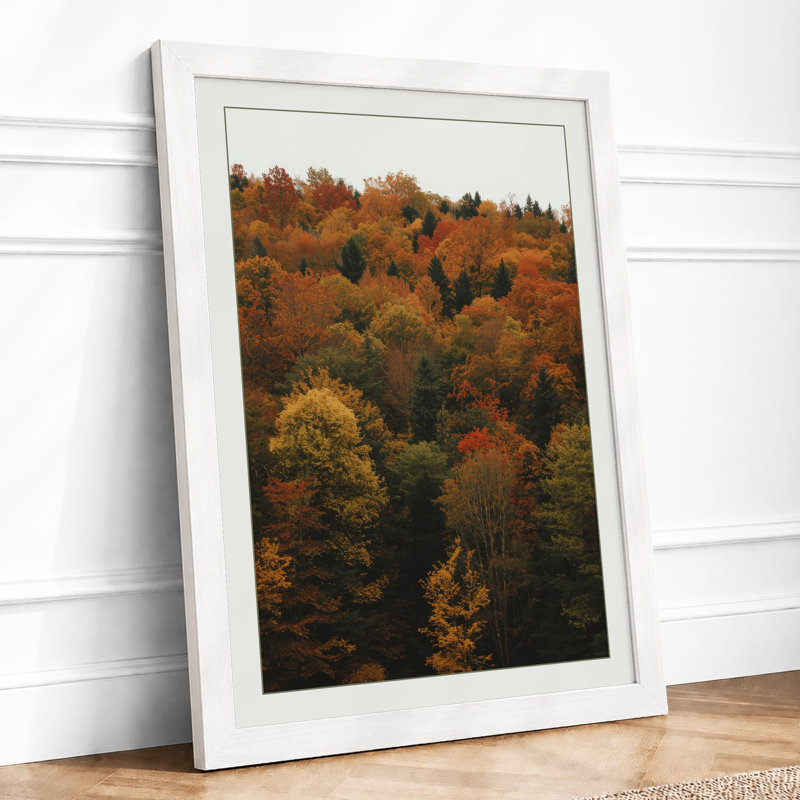 Autumn Hillside Scandinavian - Framed Print, A1 - 84.1 x 59.4 cm, White
