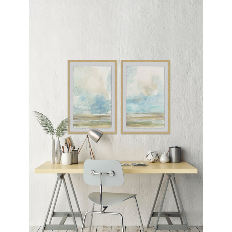 «Pale Sunset Diptych» par Marmont Hill - ensemble de 2 reproductions encadrées sur papier, H 18 po x l 12 po x L 1,5 po